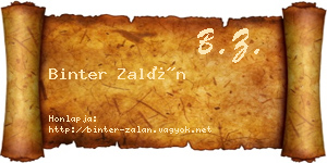 Binter Zalán névjegykártya